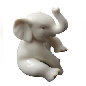 Lenox Small Elephant Figurine Gold Accents Fine Porcelain China